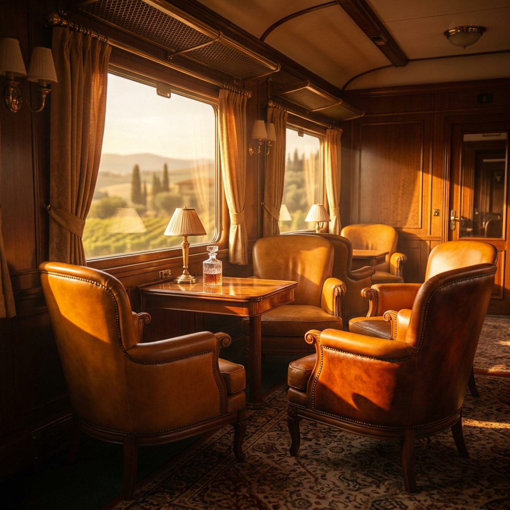 Private Executive Cabin salon with armchairs and table lamps